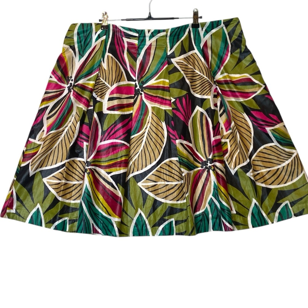 Tropical Floral‎ Pleated A-Line Skirt Womens 18 Vibrant Artistic Vacation Summer